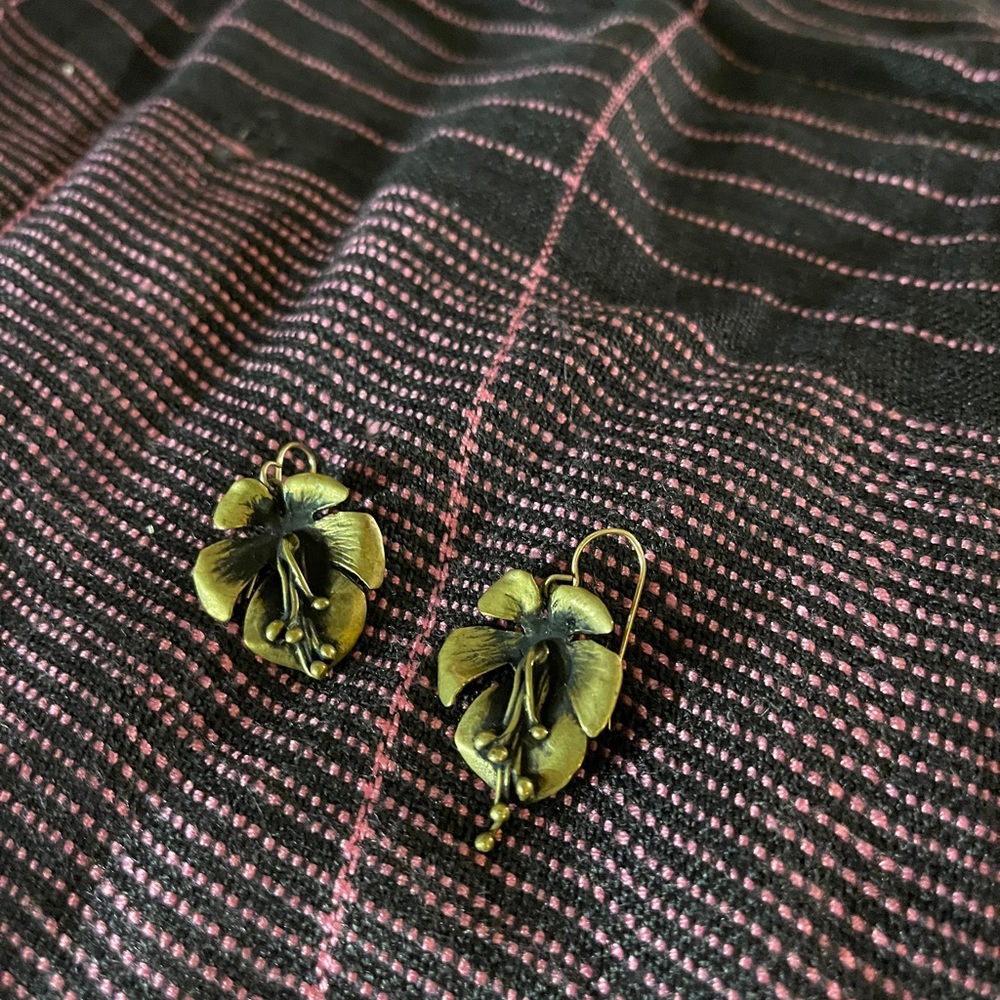 Brass Floral Earrings